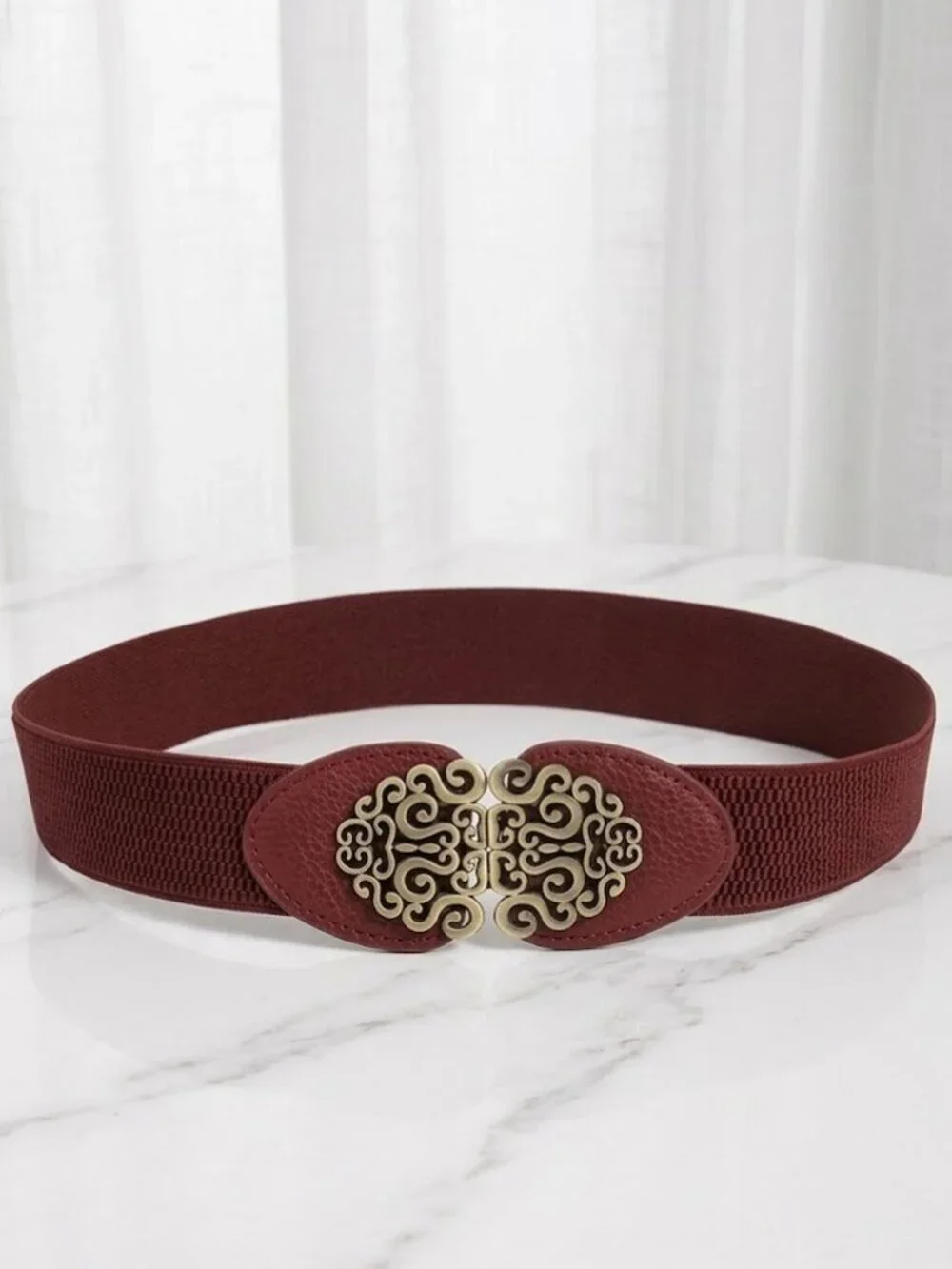 Burgundy Female Fashionable Vintage Style Belt - 25.6 Inches
